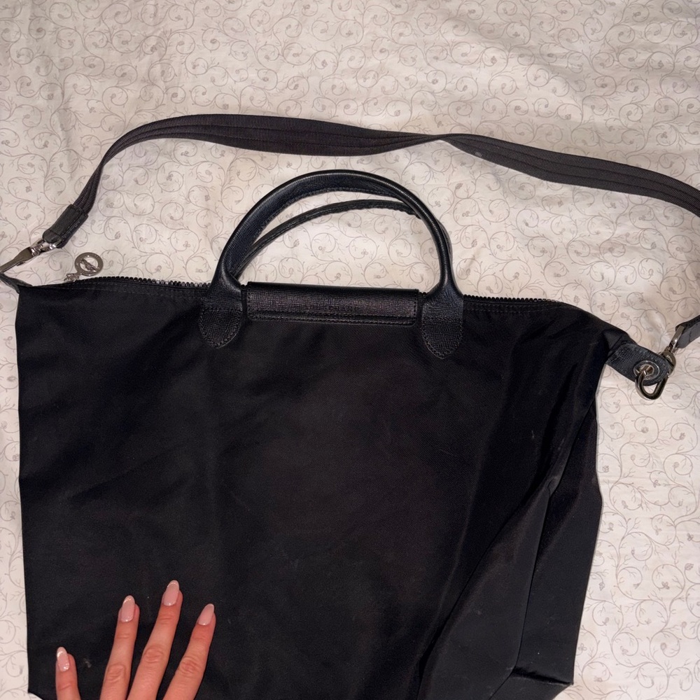 Longchamp Black Nylon Shoulder Tote with Top Handle - Picture 3 of 5